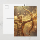 黄金の射手座アーチャー十二星座アート - 現代の星空 ポストカード (正面/裏面)