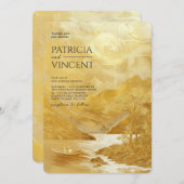 黄金の山の風景のカップル – 結婚s 招待状 (正面/裏面)