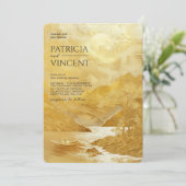 黄金の山の風景のカップル – 結婚s 招待状 (スタンド正面)