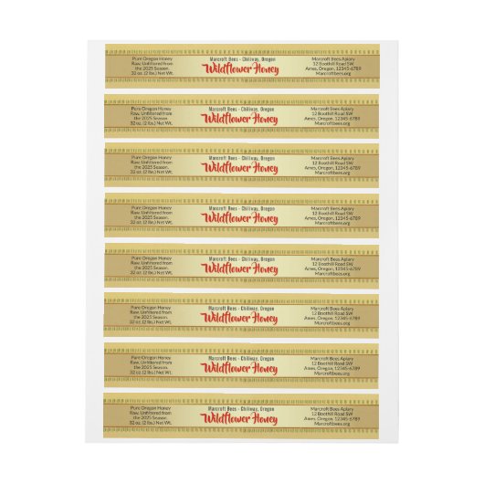 黄金の山花ラップのまわりにハニージャー食品ラベル ラップアラウンドラベル (シート)