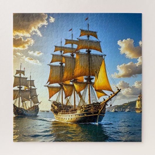 黄金の帆を張った高い船 ジグソーパズル (縦)