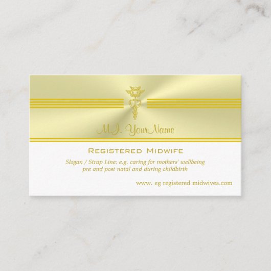 黄金の幹部を輝く有する登録助産師 エンクロージャーカード (正面)