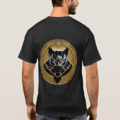 黄金の幾何学模様の背景のブラックパンサーアイコン Tシャツ (裏面)