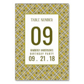 黄金の幾何学模様モダン、誕生日表No テーブルナンバー (裏面)