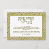 黄金の幾何学模様、モダン誕生日詳細 招待状 (正面)