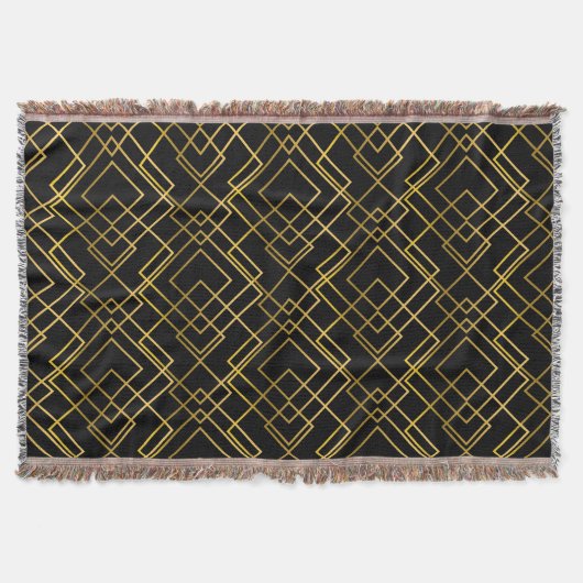 黄金の幾何学的、シームレスな菱形パターン。 スローブランケット (正面)