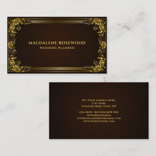 黄金の彫刻された王宮の花のフレーム 名刺 (正面/裏面)