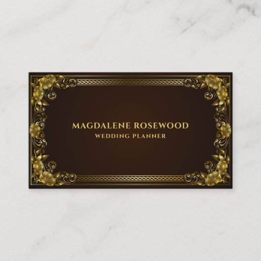 黄金の彫刻された王宮の花のフレーム 名刺 (正面)