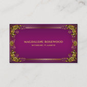 黄金の彫刻された王宮の花の枠に紫 名刺 (正面)