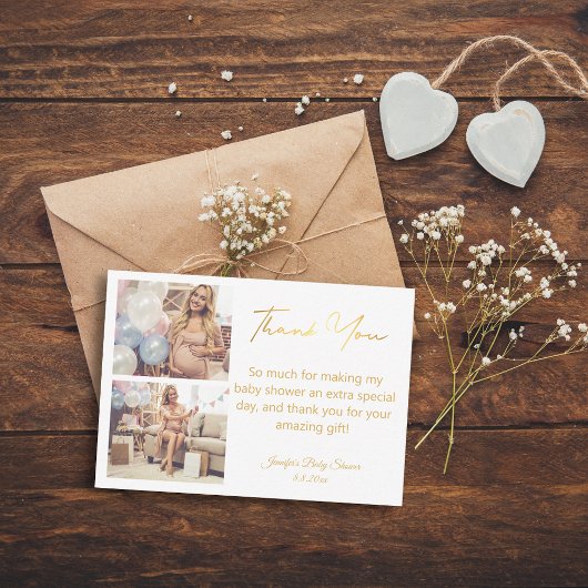 黄金の感謝してい本あなた赤ちゃんシャワー2枚 ノートカード