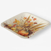 黄金の感謝メドレー：葉と花模様 ペーパープレート (傾斜あり)