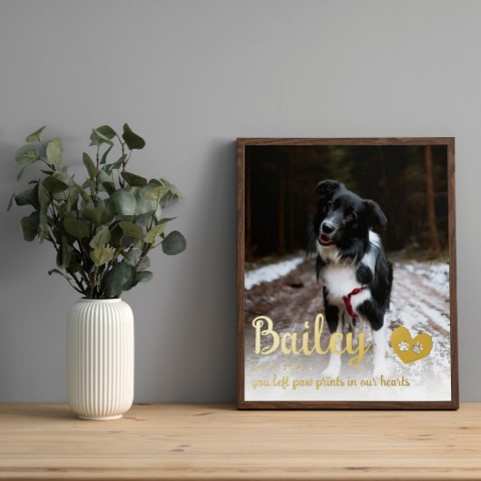 黄金の手のプリント私たちのハートドッグメモリアル 箔ポスター