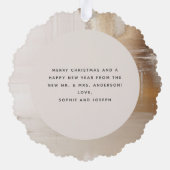 黄金の抽象芸術結婚したとメリークリスマスの写真 オーナメントカード (裏面)