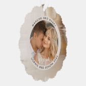 黄金の抽象芸術結婚したとメリークリスマスの写真 オーナメントカード (右)