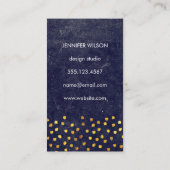 黄金の斑点モノグラムを持つシックなブルーのテクスチャ 名刺 (裏面)