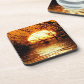 黄金の日没の液体反射セット6 コースター (左側)