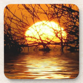 黄金の日没の液体反射セット6 コースター (正面)