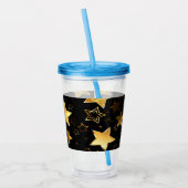 黄金の星とシームレスなパターン アクリルタンブラー (左)
