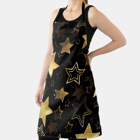 黄金の星とシームレスなパターン エプロン (インサイチュ)