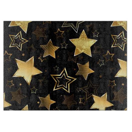 黄金の星とシームレスなパターン カッティングボード (正面)