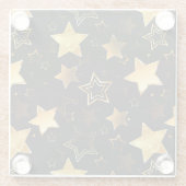 黄金の星とシームレスなパターン ガラスコースター (裏面)