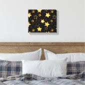 黄金の星とシームレスなパターン キャンバスプリント (インサイチュ (寝室))