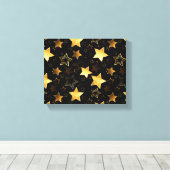 黄金の星とシームレスなパターン キャンバスプリント (インサイチュ (ウッドフロア))