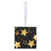 黄金の星とシームレスなパターン キューブオーナメント (右)