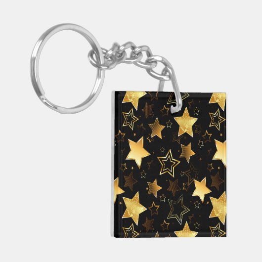 黄金の星とシームレスなパターン キーホルダー (正面左)