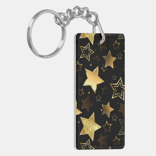 黄金の星とシームレスなパターン キーホルダー (正面左)