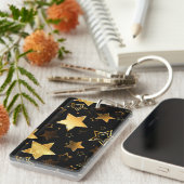 黄金の星とシームレスなパターン キーホルダー (正面右)