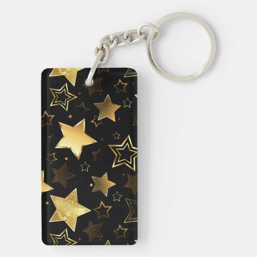 黄金の星とシームレスなパターン キーホルダー (裏面)