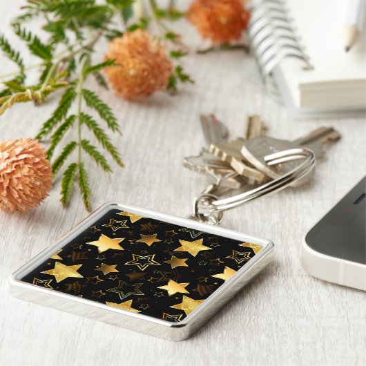 黄金の星とシームレスなパターン キーホルダー (側面)