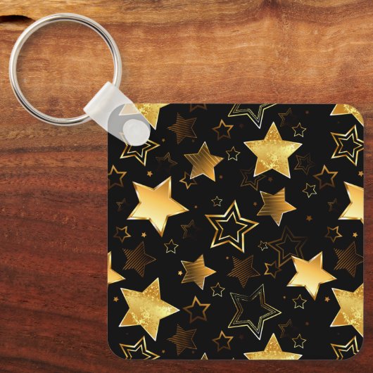 黄金の星とシームレスなパターン キーホルダー (正面)