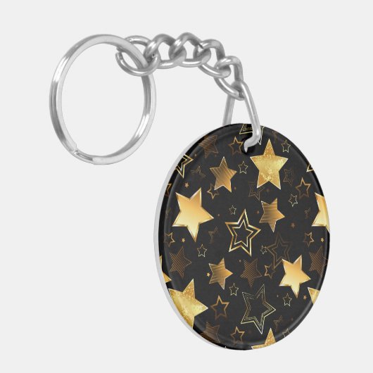 黄金の星とシームレスなパターン キーホルダー (正面左)