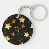 黄金の星とシームレスなパターン キーホルダー (裏面)