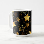 黄金の星とシームレスなパターン コーヒーマグカップ (正面左)