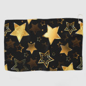 黄金の星とシームレスなパターン ゴルフタオル (横)