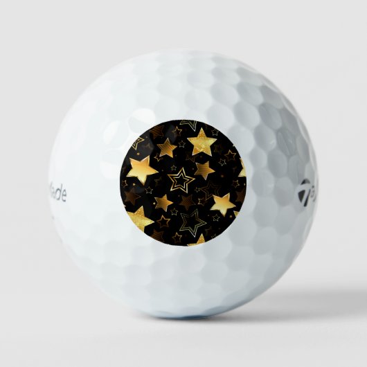 黄金の星とシームレスなパターン ゴルフボール (正面)