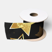 黄金の星とシームレスなパターン サテンリボン (リール)