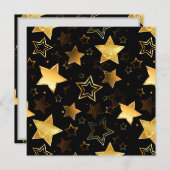 黄金の星とシームレスなパターン サンキューカード (正面/裏面)