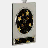 黄金の星とシームレスなパターン シルバープレートバナーオーナメント (右)