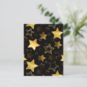 黄金の星とシームレスなパターン シーズンポストカード (スタンド正面)
