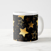 黄金の星とシームレスなパターン ジャンボコーヒーマグカップ (正面右)