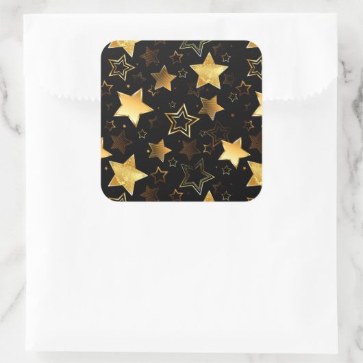 黄金の星とシームレスなパターン スクエアシール (バッグ)