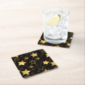 黄金の星とシームレスなパターン スクエアペーパーコースター (インサイチュ)