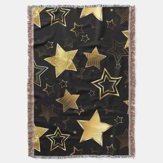 黄金の星とシームレスなパターン スローブランケット (正面縦)