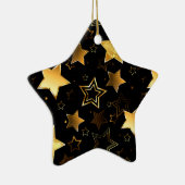 黄金の星とシームレスなパターン セラミックオーナメント (右)