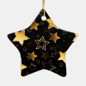 黄金の星とシームレスなパターン セラミックオーナメント (裏面)