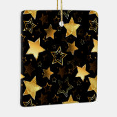 黄金の星とシームレスなパターン セラミックオーナメント (右)
